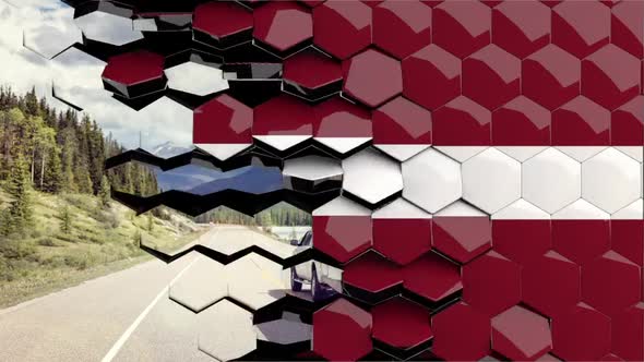 Latvia Flag Hexagon Transition - 4K Resolution