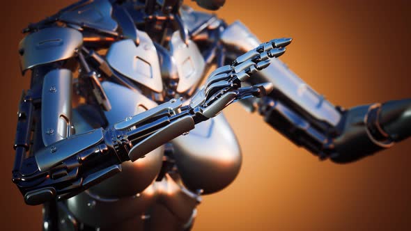 Cyborg Woman with Machine Part of Her Body alt