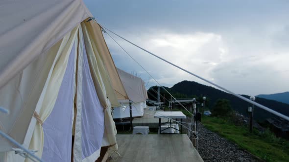 Bell Tent at a glamping camp on the mountain