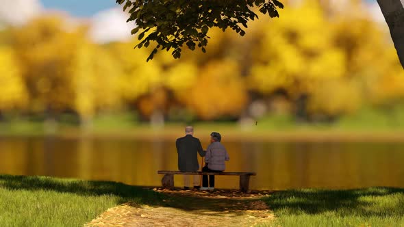 Senior Couple Sitting On a Wooden Bench alt