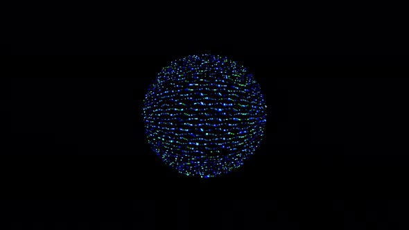 animated round shape of multicolor flashing lights, on a black background