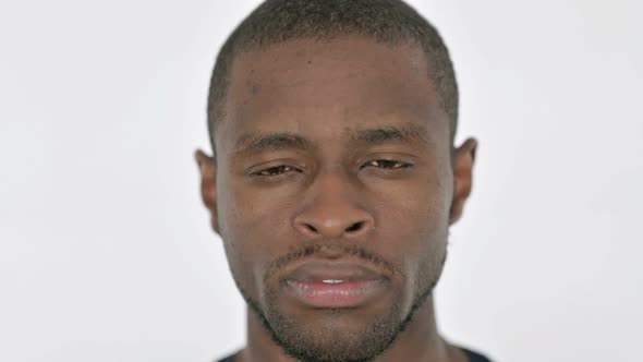 Face Close Up of Serious Young African Man