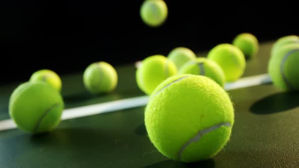 Tennis balls in court 4k