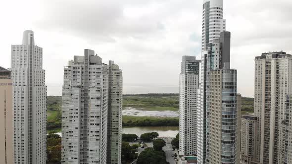 Aerial View of the Skyscrapers in Puerto Madero, Argentina