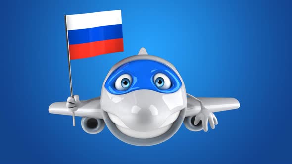5 cartoon Planes with flags