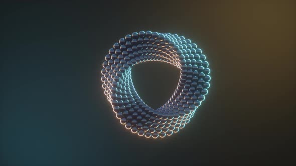 3d render Abstract ring with balls rotating. Motion design. Smooth hypnotic pattern. Seamless loop.