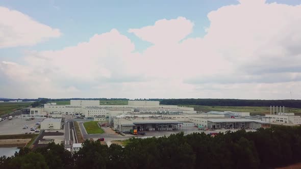 Aerial view of modern industrial factory