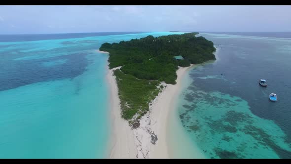 Aerial view nature of marine lagoon beach journey by blue lagoon with white sand background of a day