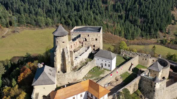 Aerial view of Lubovna Castle in Slovakia