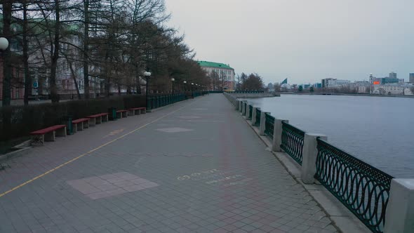 Empty City Embankment During the Pandemic