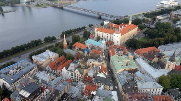 Riga old town and president castle