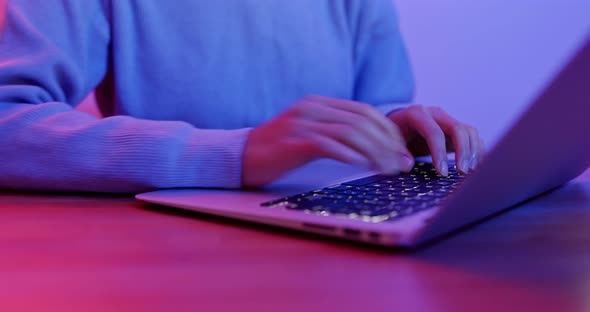 Woman Type on Laptop Computer