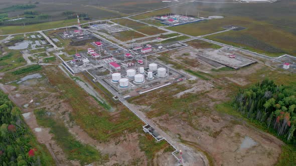 Drone View of an Oil and Gas Field