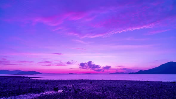Time lapse of purple sunrise landscape Amazing light of nature