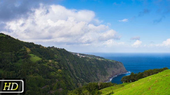 Sunny Cloudy Day over Azores Island