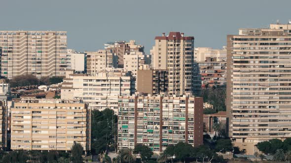 Cityscape with multistorey houses in Alicante, Spain