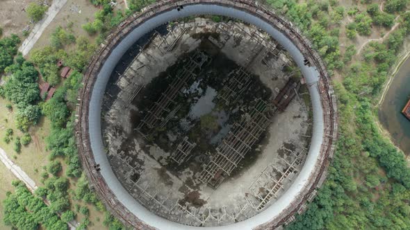 Top View of Huge Cavity Inside Cooling Tower