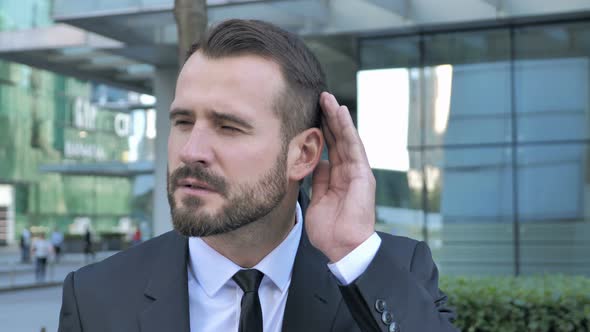 Secret, Beard Businessman Listening with Attention