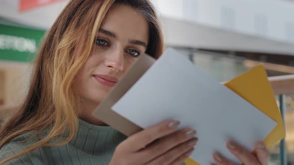 Closeup Manager Business Woman Caucasian Millennial Girl with Blue Eyes Lady Blonde Recipient