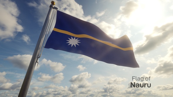 Nauru Flag on a Flagpole