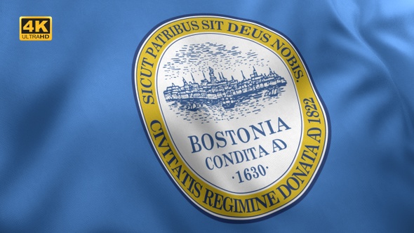 Boston City Flag, Massachusetts - 4K