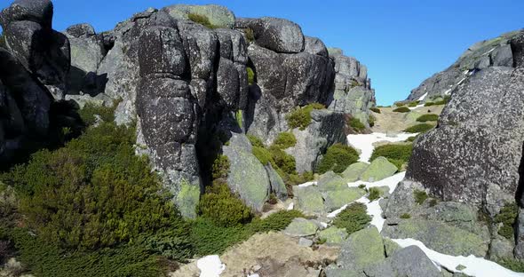 Aerial view from rocky mountains at Serra da Estrela Natural Park