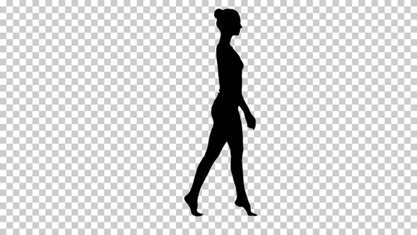 Silhouette  woman walking , Alpha Channel