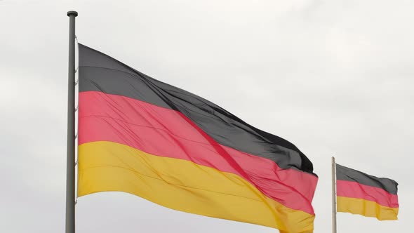 Slow Motion of German Flag Flying on the Wind