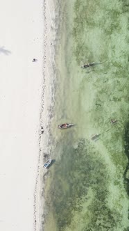 Vertical Video Boats in the Ocean Near the Coast of Zanzibar Tanzania