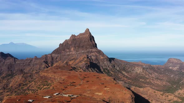 Aerial view of Brianda mount in Rebeirao Manuel in Santiago island in Cape Verde - Cabo Verde
