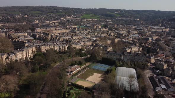 Bath, Historic City, Cityscape, UK Aerial Overhead View, Winter-Spring Season