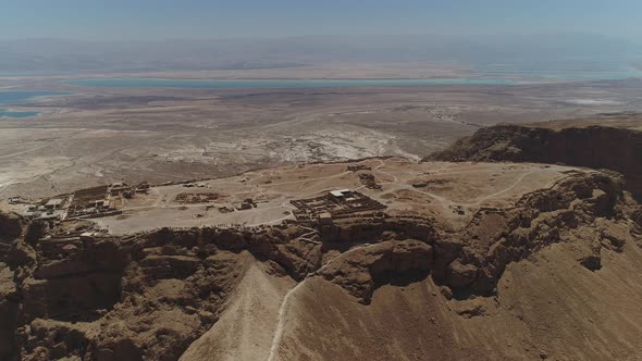 High angle of Masada and the Dead Sea