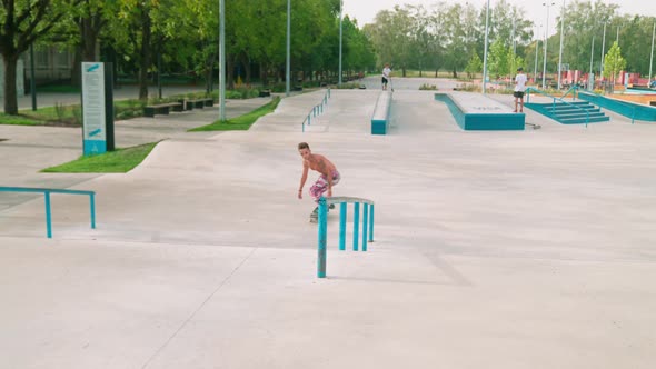 Jump And Slip On Skateboard