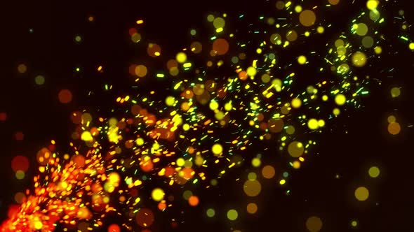 Flying Golden Particles Fire Sparks Seamless Looped Background