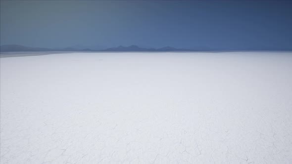 Bonneville Salt Flats Landscape with Rain Storm Clouds in Distance