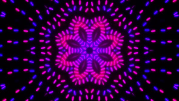 Neon glowing kaleidoscope. Looped animation