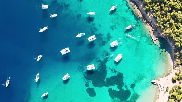 Yacht Near the Green Island in Greece