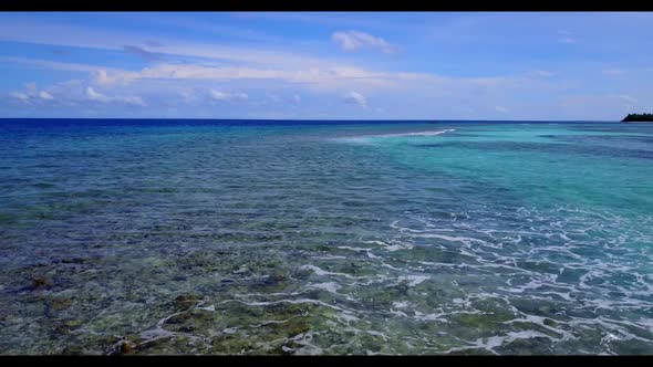 Aerial drone view texture of exotic island beach journey by clear lagoon and white sand background o