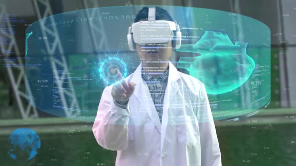 Doctors Use Vr Technology Holographic Screen To Analyze And Study Medical Diseases