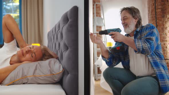 Woman Cannot Sleep in Early Morning Because of Noisy Neighbor Doing Renovation