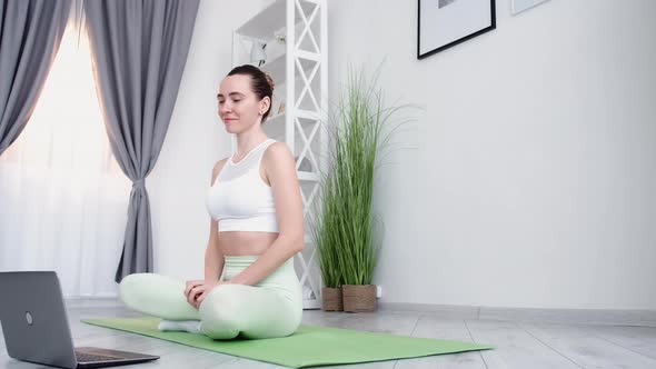 Morning Meditation Home Activity Fit Woman Yoga