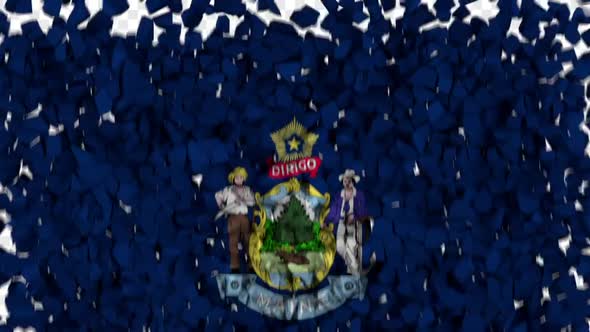 Maine State Flag Breaking Rocks Transition