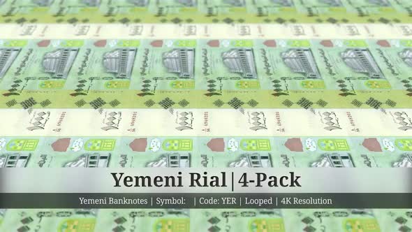 Yemeni Rial | Yemen Currency - 4 Pack | 4K Resolution | Looped