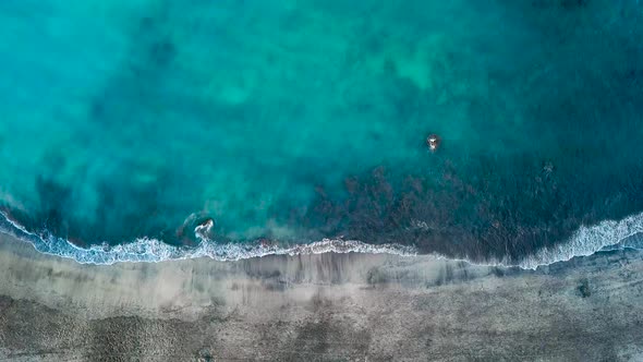 Top View of a Deserted Black Volcanic Beach