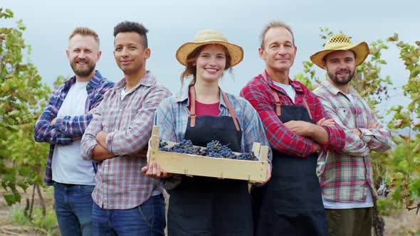 Handsome Lady Countryside and Group of Farmers