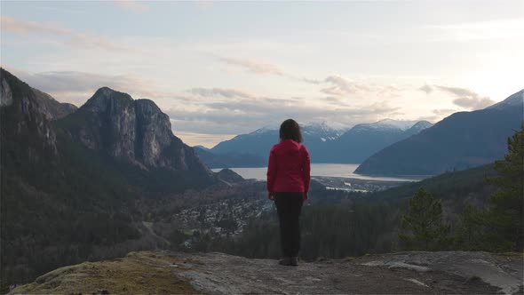 Adventure Woman Hiking on the Canadian Mountains