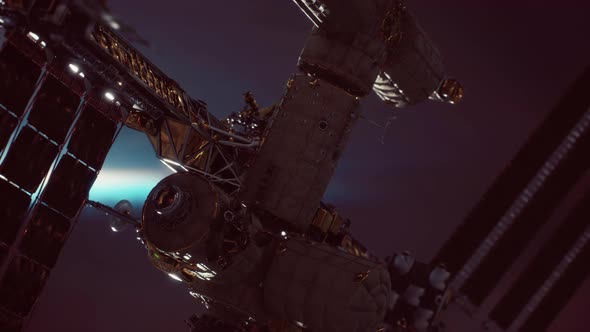 International Space Station Over the Planet Elements Furnished By NASA alt