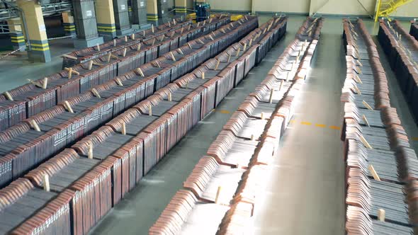 Copper Mill Warehouse with Metal Plates Stocked in It