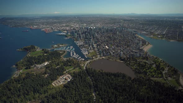 Aerial View of Stanley Park Downtown Vancouver BC