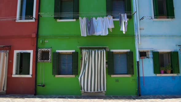 Cozy Neighborhood With Tidy Houses Painted in Bright Colors on Burano Island